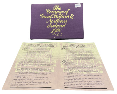 Великобритания официальный набор из 6 монет 1980 в пластике, с сертификатом, в оригинальной картонной коробке Spink PS30 PROOF 7-5-6-11