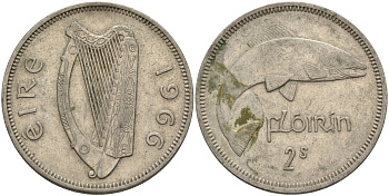 Ирландия 2 шиллинга = 1 флорин 1966 KM 15a медно-никель 4144-1043