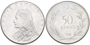 Турция 50 курушей 1976 Анатолийская невеста KM 899 нержавеющая сталь 119-136