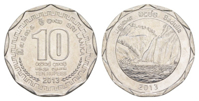 Шри-Ланка 10 рупий 2013 серия административные округа Шри Ланки, Бадулла, водопад KM 193 нержавеющая сталь UNC 4635-925