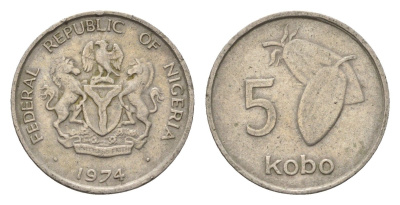 Нигерия 5 кобо 1974 KM 9.1 медно-никель 4701-1248