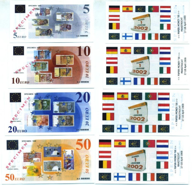 НИДЕРЛАНДЫ НАБОР ИЗ 7 БАНКНОТ 1998 (5, 10, 20, 50, 100, 200, 500 ЕВРО) SPECIMEN 1998, PAPER MONEY 99, MAASTRICHT (17-18 APRIL 1999) бумага UNC (ПРЕСС) 7146-38-3-1