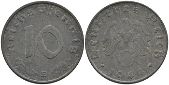 Германия 10 рейхспфеннигов 1944 J KM 101, J.371 цинк 4151-334