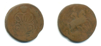 РОССИЯ 1 КОПЕЙКА 1759 медь 61-536