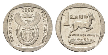 ЮАР 1 ранд 2008 KM 444 медь плакированная никелем 4627-515