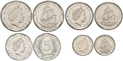 Восточно-Карибские штаты лот из 4 монет 2019-2020  5, 10, 25 центов и 1 доллар    UNC  M75-15