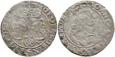 Польша 6 грошей ND А.Т., Йохан Казимир (1649-1668) KM 91 серебро    1530-441
