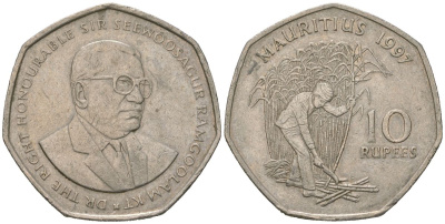 Маврикий 10 рупий 1997 Сивусагур Рамгулам KM 61 медно-никель 4619-1257