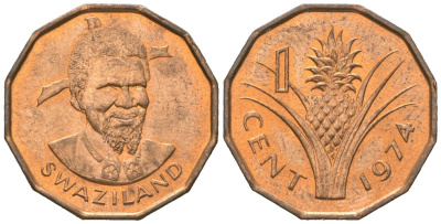 Свазиленд 1 цент 1974 FAO, продовольственная программа, Собуза II KM 7 бронза aUNC 4580-536