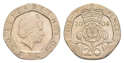 Великобритания 20 пенсов 2004 Елизавета II (1952-2022) KM 990, Spink 4630 (G3) медно-никель 4639-929