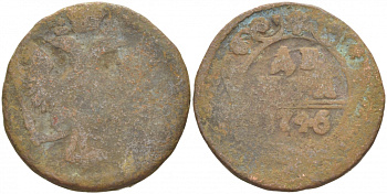 РОССИЯ 1 ДЕНЬГА 1746 ЕЛИЗАВЕТА (1741-1761) Биткин 356 медь 4541-156
