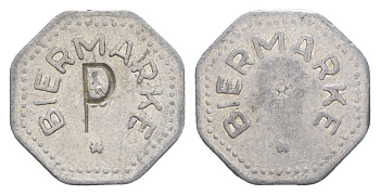 Германия пивной жетон "Бирмаркет" ND с отметкой P алюминий 4636-1033