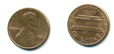 США 1 ЦЕНТ 1981 ЛИНКОЛЬН KM 201 медь цинк 46-619