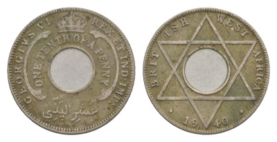 Британская Западная Африка 1/10 пенни 1940 Георг VI (1936-1952) KM 20 медно-никель 4643-725