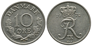 ДАНИЯ 10 ЭРЕ 1972 S; S, ФРЕДЕРИК IX (1947-1972) KM 849.2 медно-никель 83-1212