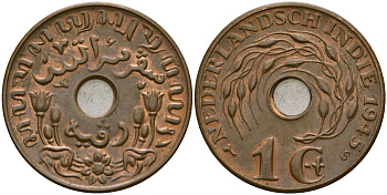 Нидерландская Восточная Индия, Гельдерланд (Gelderland) 1 цент 1945 KM 317 бронза 4132-155