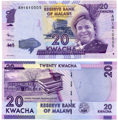 Малави 20 квача 2012 Инкоси Я Махоси М'мбелва II, колледж учителей Pick 57 a бумага UNC (пресс) 448-121-2