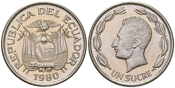 Эквадор 1 сукре 1980 KM 78b сталь плакированная никелем aUNC 4511-441