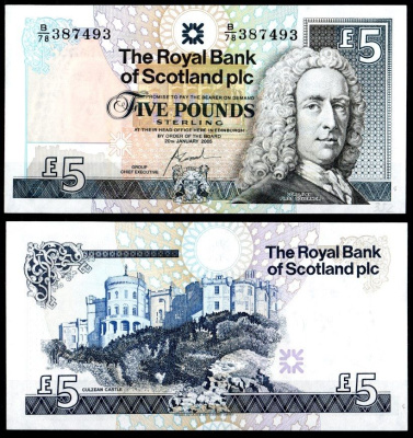 Шотландия 5 фунтов 2005 Pick 352 d бумага UNC (пресс) 7484-34-3-1