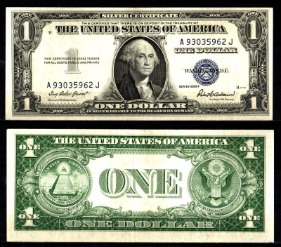 США 1 доллар 1935 Серия f, Джордж Вашингтон Pick 416 D2f бумага 2119-18-3-1
