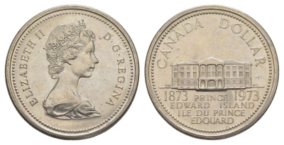 Канада 1 доллар 1973 100 лет со дня присоединения провинции остров Принца Эдуарда (1873-1973) KM 82 никель UNC 4185-436