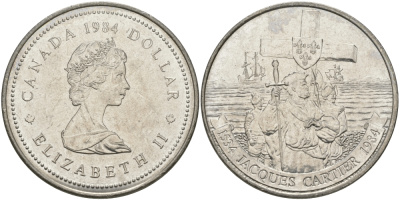 Канада 1 доллар 1984 Жак Картье KM 141 никель UNC 97-213
