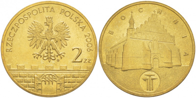 Польша 2 злотых 2006 MW, серия польские города, Бохня (BOCHNIA) KM 543, Parchimowicz 987 латунь UNC 77-1011