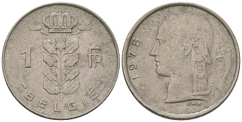 Бельгия 1 франк 1975 Belgie, Бодуэн I (1951-1993) KM 143.1 медно-никель 3458-1256