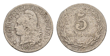 Аргентина 5 сентаво 1897 KM 34 медно-никель 4655-957