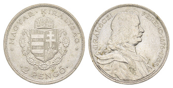 Венгрия 2 пенге 1935 200 лет со дня смерти Ференца II Ракоци KM 514 серебро 1527-1244