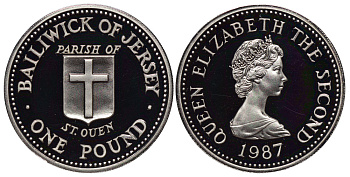 Джерси 1 фунт 1987 приход Сент-Уэн, тираж 2500 экземпляров KM 72a серебро PROOF 272-731