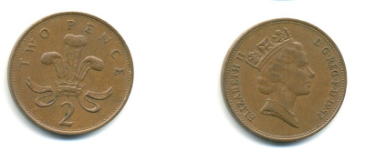 Великобритания 2 пенса 1987 Елизавета II (1952-2022) KM 936, Spink 4376 (C3) бронза 59-1436