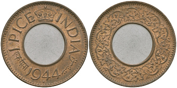 Британская Индия 1 пайс 1944 Георг VI (1936-1952) KM 533 бронза 33-1037