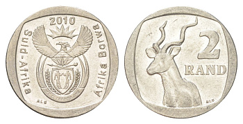 ЮАР 2 ранда 2010 KM 498 медь плакированная никелем 4628-256