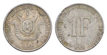 Бурунди 1 франк 1976 KM 19 алюминий 4649-426