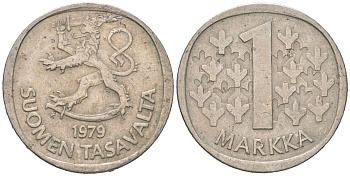Финляндия 1 марка 1979 K KM 49a медно-никель 4577-936