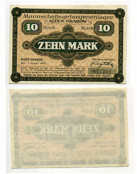 Германия 10 марок 1916 Альтенграбов, лагерь военнопленных C-2660 бумага UNC (пресс) 000-00-00