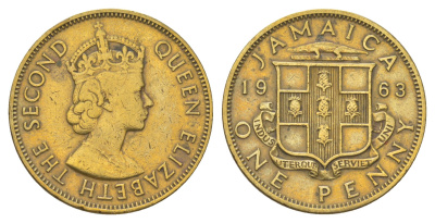 Ямайка 1 пенни 1963 KM 37 никель латунь 4628-732