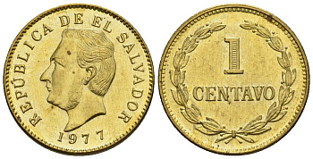 Сальвадор 1 сентаво 1977 Франсиско Морасан KM 135.2, Schoen 18.1 латунь 4124-243