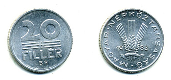 ВЕНГРИЯ 20 ФИЛЛЕРОВ 1983 НАРОДНАЯ РЕСПУБЛИКА (1949-1989) KM 573 алюминий UNC 46-241