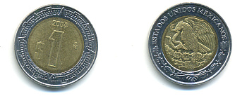 Мексика 1 песо 2004 KM 603 биметалл 176-1244