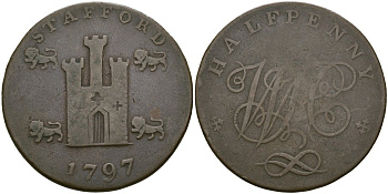 Великобритания, Саффолк 1/2 пенни 1795 Бери, токены Кондера Dalton & Hamer 26 медь 1529-1014