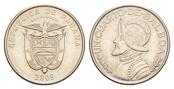 Панама 1/4 бальбоа (25 сентесимо) 2008 KM 128.1 медь плакированная медно-никелем UNC 4642-713