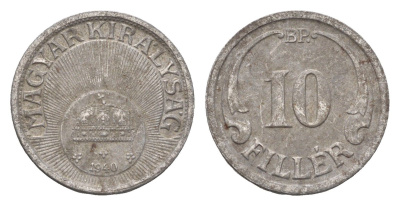 Венгрия 10 филлеров 1940 BP KM 507a железо 4664-957