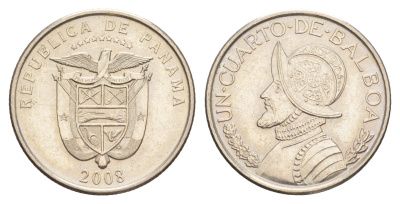 Панама 1/4 бальбоа (25 сентесимо) 2008 KM 128.1 медь плакированная медно-никелем UNC 4642-713