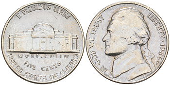 США 5 ЦЕНТОВ 1989 P, ДЖЕФФЕРСОН KM A192 медно-никель 190-154