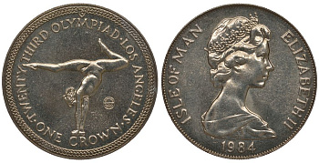 Остров Мэн 1 крона 1984 XXIII летние Олимпийские игры в Лос-Анджелесе 1984 года, художественная гимнастика KM 119 медно-никель UNC 1078-4-43