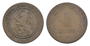 Нидерланды 1 цент 1883 Виллем III (1849-1890) KM 107 бронза 66-1233