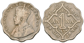 Британская Индия 1 анна 1924 KM 513 медно-никель 4615-942