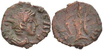 Римская Империя, императоры в Галлии антониниан 273 - 274 Тетрик II, C PIV TETRICVS P CAES, бюст цезаря / HILARITAS AVGG, Хиларитата, персонификация Радости, Августа Треверов RIC 232 биллон 1073-24-85